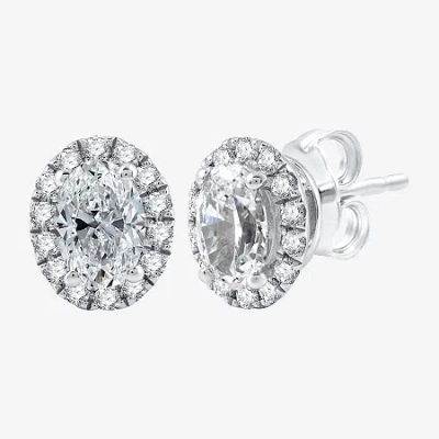 Ever Star (h-i / Si2-i1) 1 Ct. T.w. Lab Grown White Diamond 10k White Gold Oval Stud Earrings