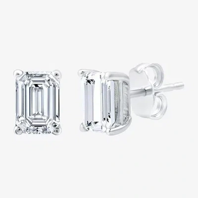 Ever Star (h-i / Si2-i1) 2 Ct. T.w. Lab Grown White Diamond 14k White Gold Stud Earrings In Silver