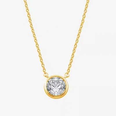 Ever Star (h-i / Si2-i1) Womens 1 Ct. Lab Grown White Diamond 10k Gold Round Pendant Necklace