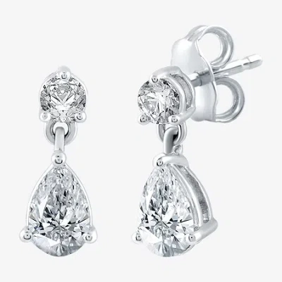 Ever Star (h-i / Si2-i1) Womens 1 Ct. T.w. Lab Grown White Diamond 10k White Gold Pear Drop Earrings