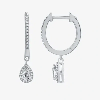 Ever Star (h-i / Si2-i1) Womens 1/2 Ct. T.w. Lab Grown White Diamond 10k White Gold 22.4mm Pear Hoop Earrings