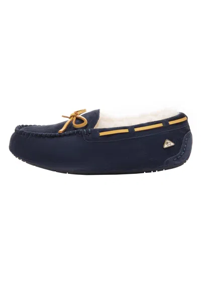 Everau Australia Women's Blue Crested Leather Loafers In Navy
