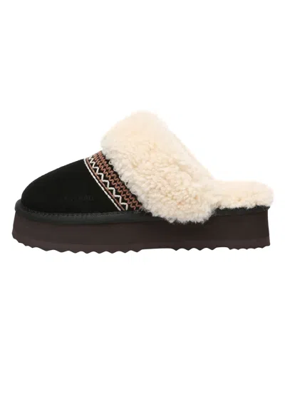 Everau Australia Women's Crake Knitted Platform Slippers In Black In Animal Print