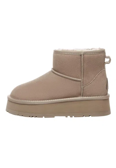 Everau Australia Women's Dusky Leather Platform Short Boots In Brown