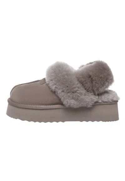 Everau Australia Women's Fantail Leather Slippers With Two Removable Straps In Brown In Gray