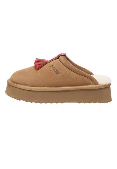 Everau Australia Women's Gold Caspian Platform Slippers In Chestnut In Brown