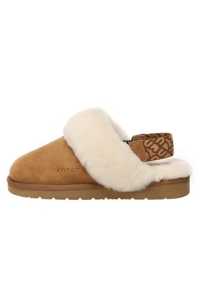 Everau Australia Women's Gold Pelican Removable Strap Slingback Slippers In Chestnut