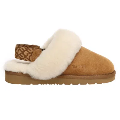 Everau Australia Women Pelican Removable Strap Slingback Slippers In Brown