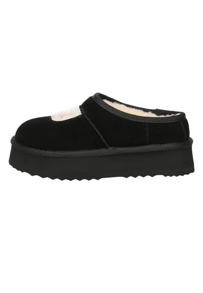 Everau Australia Women's Plumed Ankle Platform Slippers In Black