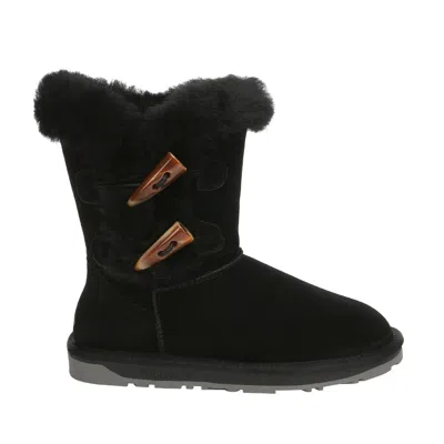 Everau Australia Women Stork Horn Toggle Button Short Boots In Black