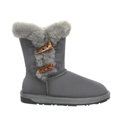 Everau Australia Women Stork Horn Toggle Button Short Boots In Grey