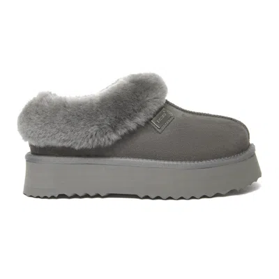 Everau Australia Women Topknot Leather Slippers In Grey