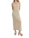 Evercado Maggie Sleeveless Striped Sweater Dress In Taupe