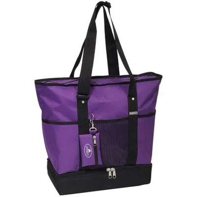 Everest 1002dlx-dpl-bk Deluxe Shopping Tote - Dark Purple-black In Multi