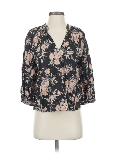 Pre-owned Evereve 3/4 Sleeve Blouse In Black