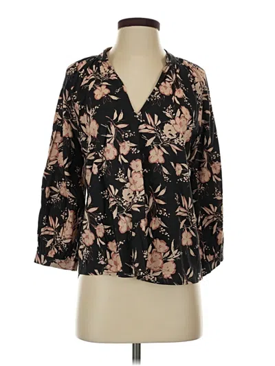 Pre-owned Evereve 3/4 Sleeve Blouse In Black