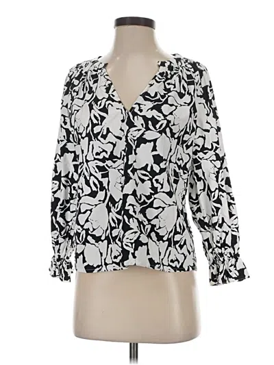 Pre-owned Evereve 3/4 Sleeve Blouse In Black