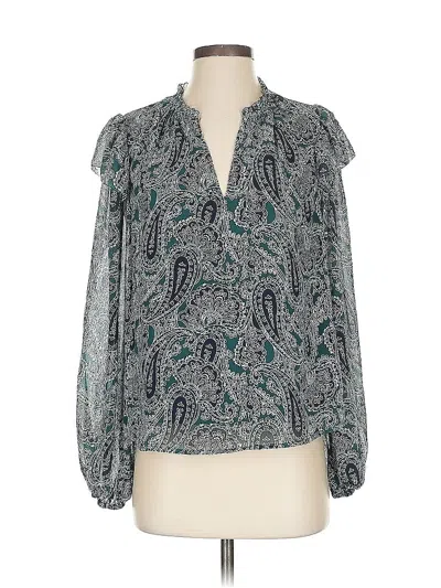 Pre-owned Evereve 3/4 Sleeve Blouse In Blue