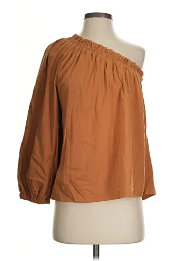 Pre-owned Evereve 3/4 Sleeve Blouse In Brown