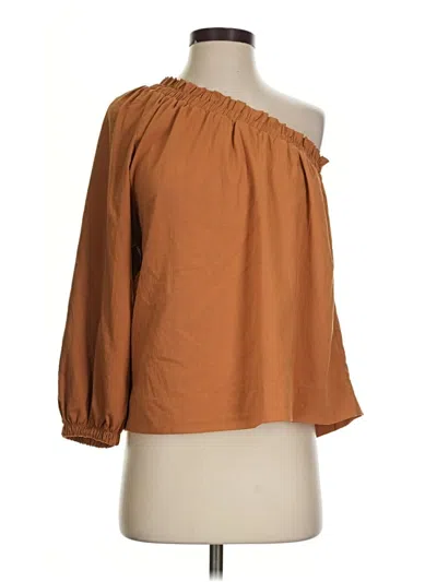 Pre-owned Evereve 3/4 Sleeve Blouse In Brown