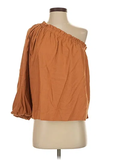 Pre-owned Evereve 3/4 Sleeve Blouse In Brown
