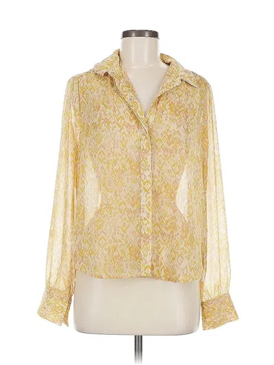 Pre-owned Evereve 3/4 Sleeve Blouse In Gold