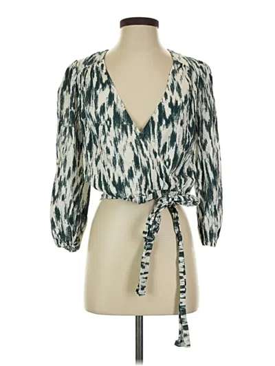 Pre-owned Evereve 3/4 Sleeve Blouse In Green