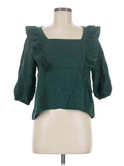 Pre-owned Evereve 3/4 Sleeve Blouse In Green