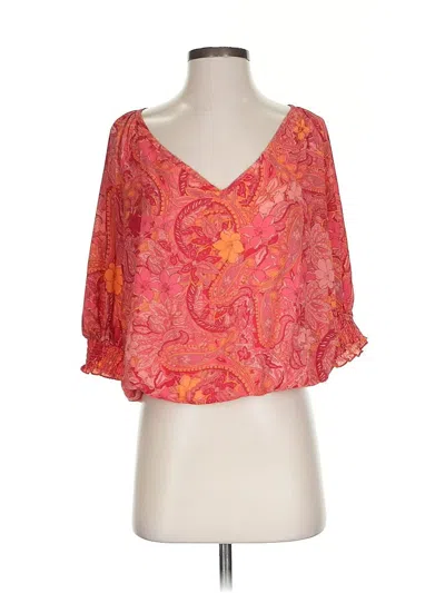 Pre-owned Evereve 3/4 Sleeve Blouse In Orange