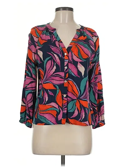 Pre-owned Evereve 3/4 Sleeve Blouse In Orange
