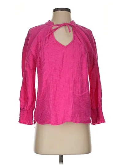 Pre-owned Evereve 3/4 Sleeve Blouse In Pink