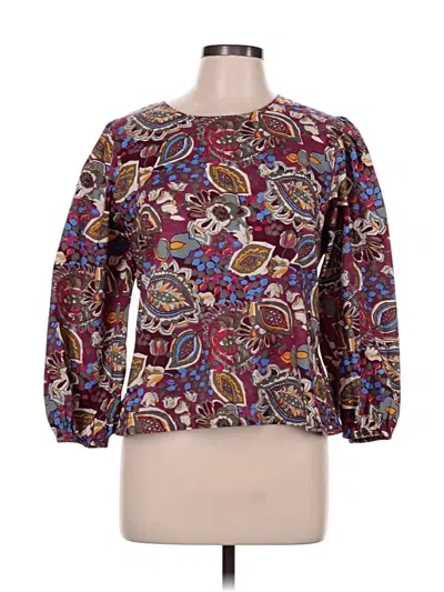 Pre-owned Evereve 3/4 Sleeve Blouse In Purple