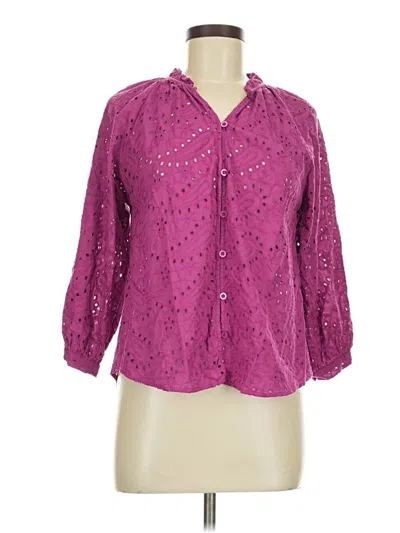 Pre-owned Evereve 3/4 Sleeve Blouse In Purple