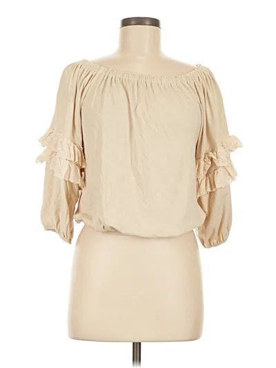 Pre-owned Evereve 3/4 Sleeve Blouse In Tan