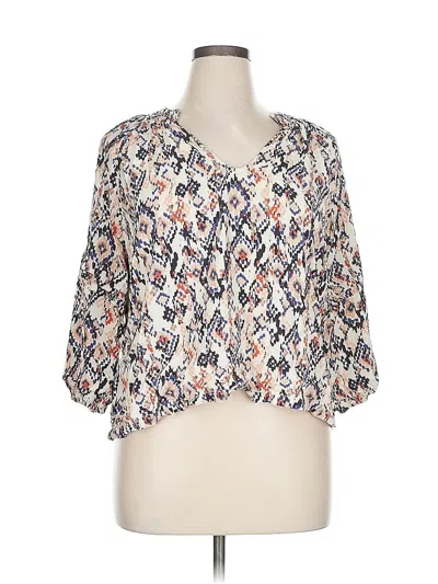 Pre-owned Evereve 3/4 Sleeve Blouse In White