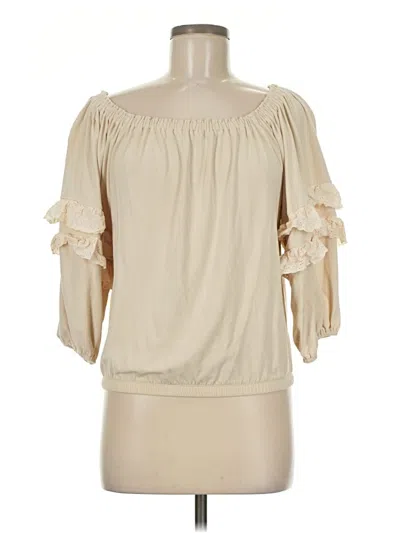 Pre-owned Evereve 3/4 Sleeve Blouse In White