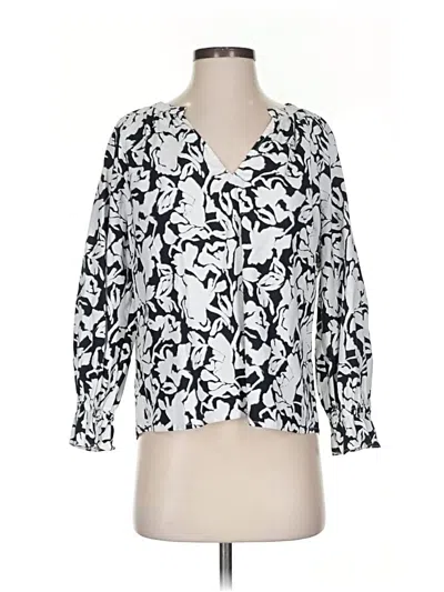 Pre-owned Evereve 3/4 Sleeve Blouse In White