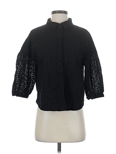 Pre-owned Evereve 3/4 Sleeve Button Down Shirt In Black