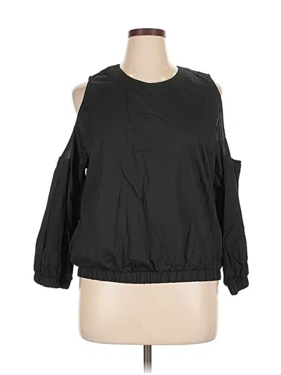 Pre-owned Evereve 3/4 Sleeve Top Black Cold Shoulder Neckline Tops