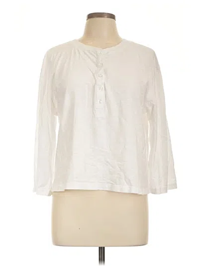 Pre-owned Evereve 3/4 Sleeve Top White Keyhole Neckline Tops