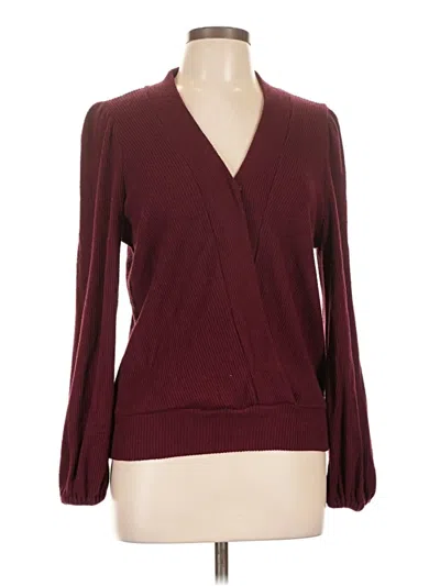 Pre-owned Evereve Cardigan Sweater In Burgundy