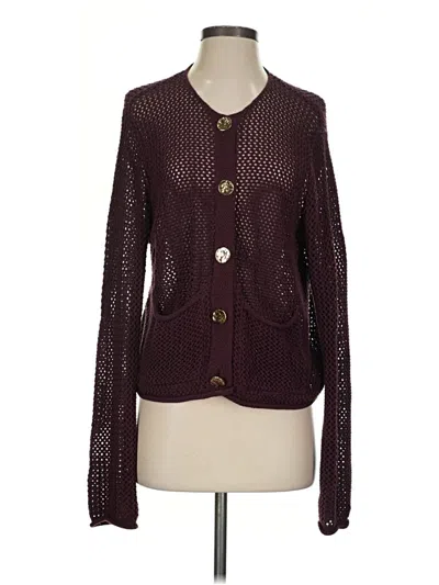 Pre-owned Evereve Cardigan Sweater In Burgundy