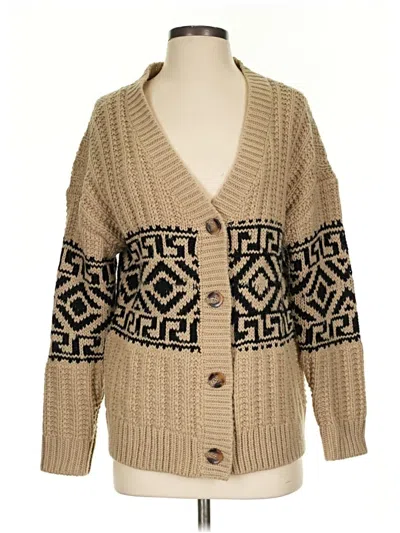 Pre-owned Evereve Cardigan Sweater In Tan