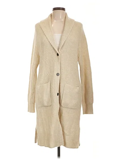 Pre-owned Evereve Cardigan Sweater In Tan