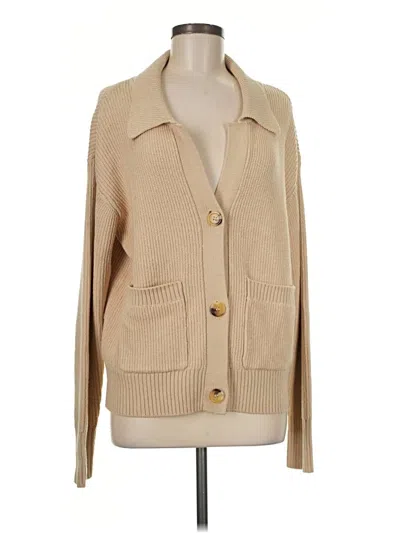 Pre-owned Evereve Cardigan Sweater In Tan