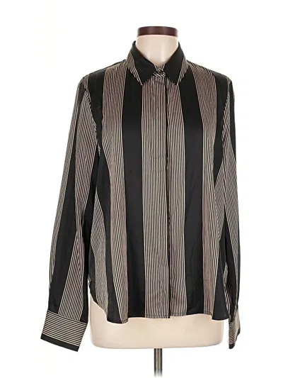 Pre-owned Evereve Long Sleeve Blouse In Black