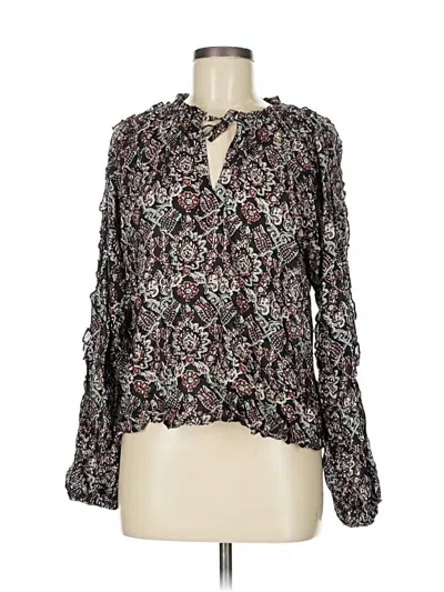 Pre-owned Evereve Long Sleeve Blouse In Black