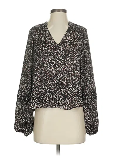 Pre-owned Evereve Long Sleeve Blouse In Black