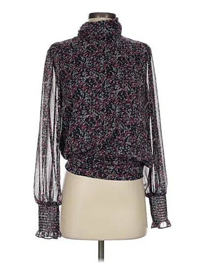 Pre-owned Evereve Long Sleeve Blouse In Black