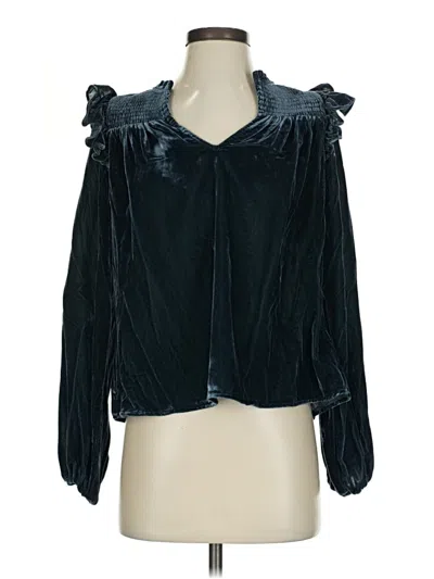 Pre-owned Evereve Long Sleeve Blouse In Black
